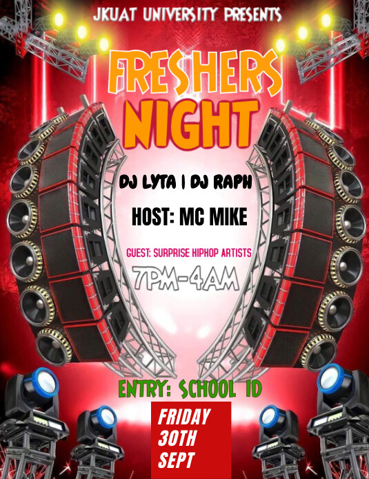 University FRESHERS night party Flyer (US Letter) template