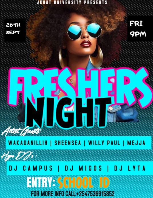 University freshers night party flyer template