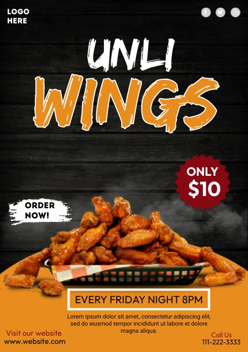 Unli Wings Menu Template | PosterMyWall