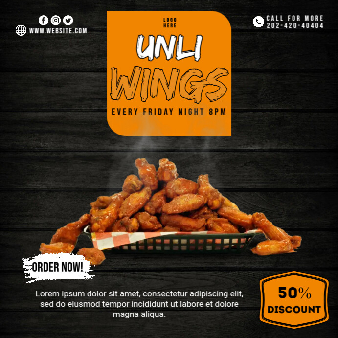 Unli Wings Menu Template | PosterMyWall