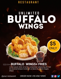 Unlimited Buffalo wings flyer Template