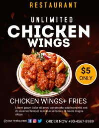 Unlimited chicken wings flyer Template
