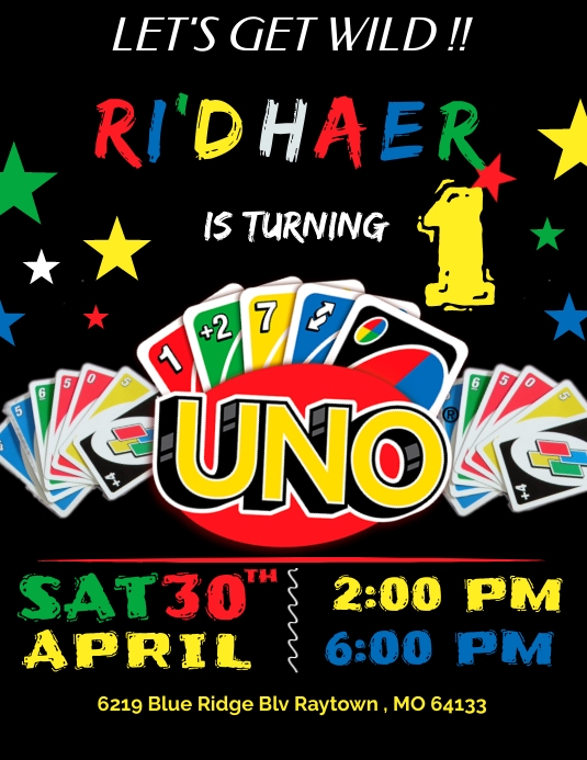 Uno Birthday Invite Volantino (US Letter) template