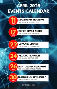 Up coming events calendar poster Demi-page de format Wide template