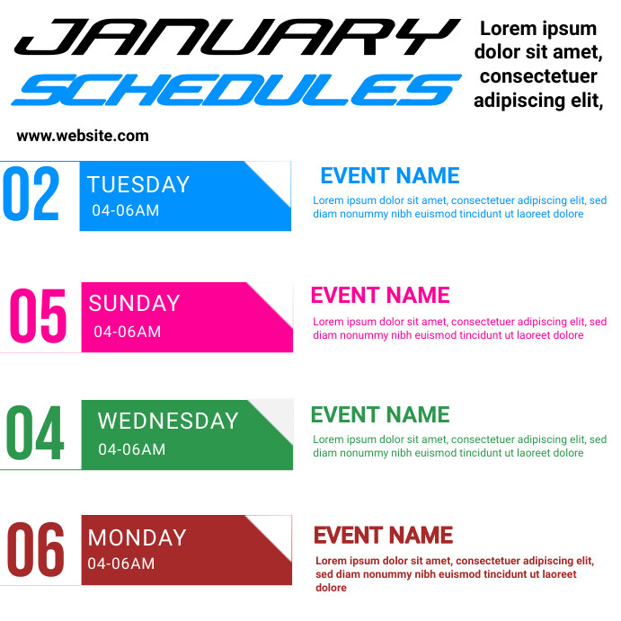 upcoming activites Instagram Post template