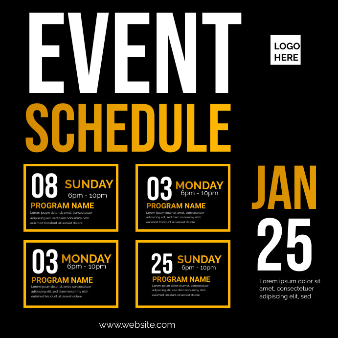 upcoming calendar of events flyer Сообщение Instagram template