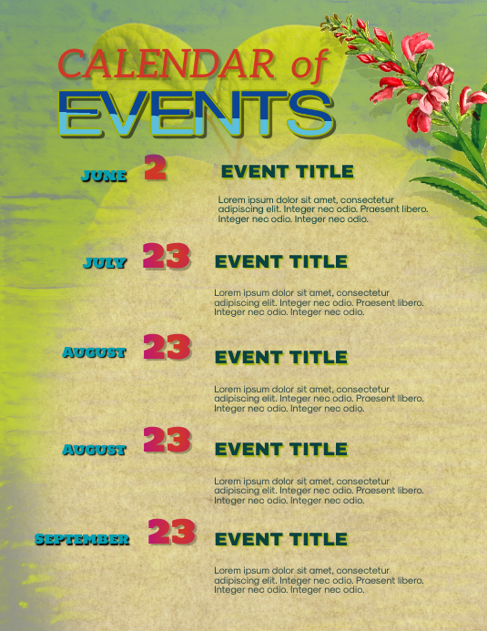 calendar of events flyer template PosterMyWall