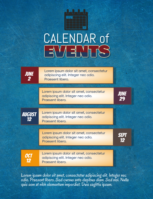 upcoming calendar of events flyer template