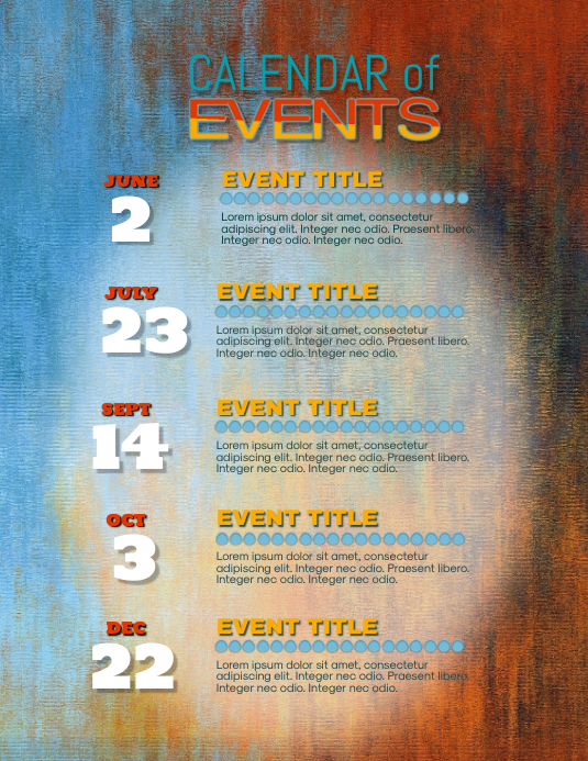 calendar of events flyer template PosterMyWall