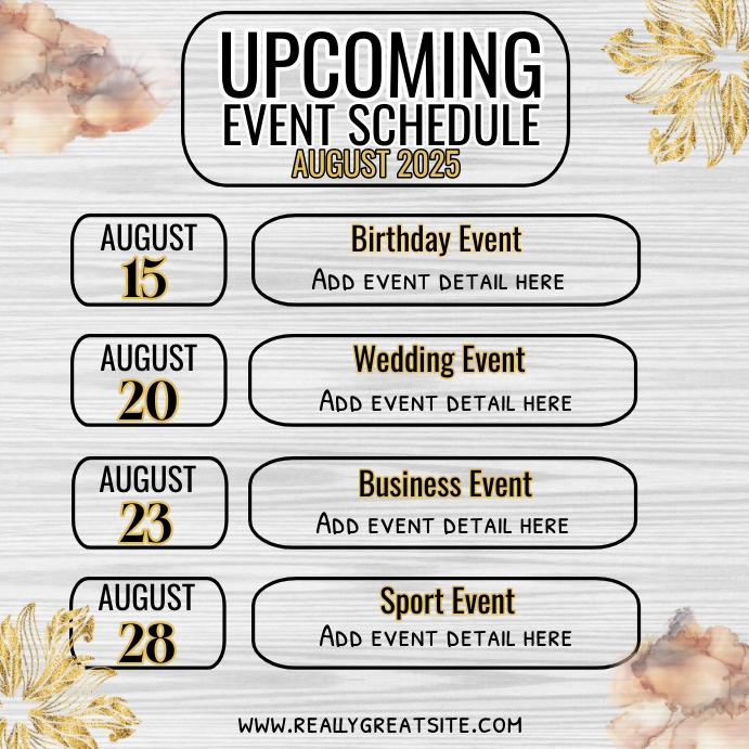Upcoming event schedule, upcoming events Template | PosterMyWall