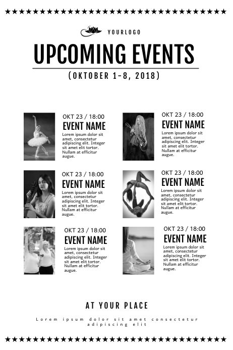 Event Calendar Poster Upcoming Event schedule calendar Template | PosterMyWall