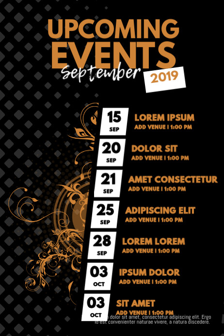 Upcoming Event schedule calendar Flyer Template PosterMyWall Upcoming Event schedule calendar Flyer Template PosterMyWall
