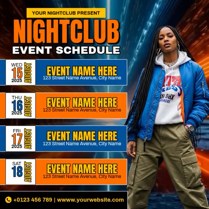 Nightclub Event Schedule Template | PosterMyWall