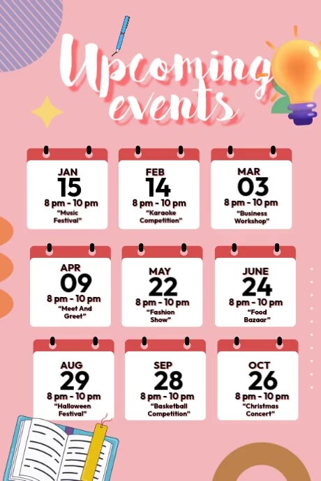 Upcoming Event Schedule Poster template