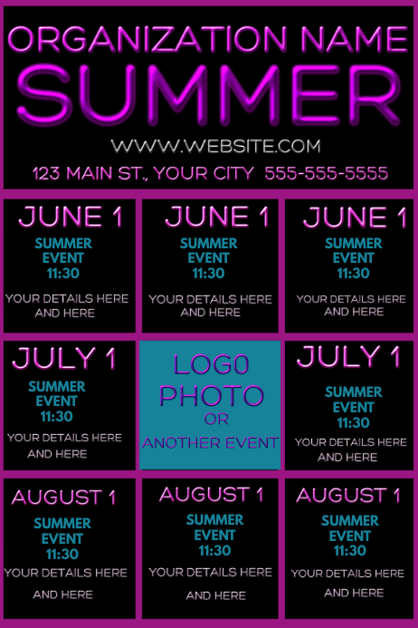 Upcoming Event Summer Calendar Template PosterMyWall upcoming-event-summer-calendar-template-postermywall
