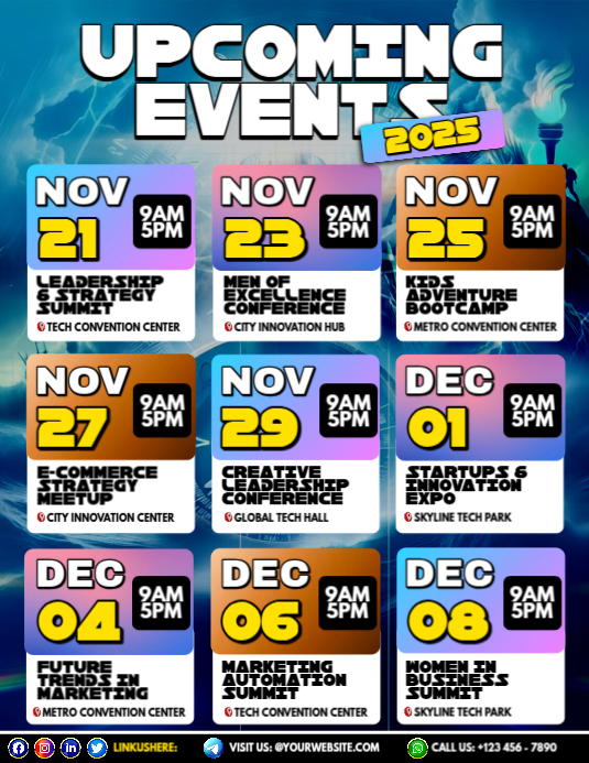 Upcoming Events: Join and Network Folheto (US Letter) template