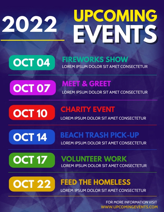 Upcoming events 2022 template PosterMyWall Upcoming events 2022 template PosterMyWall