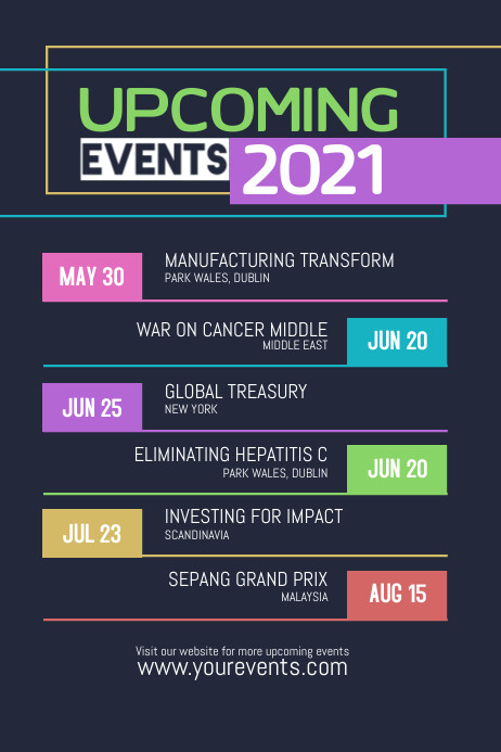 Upcoming Events Calendar Template | PosterMyWall Upcoming Events Calendar Template | PosterMyWall