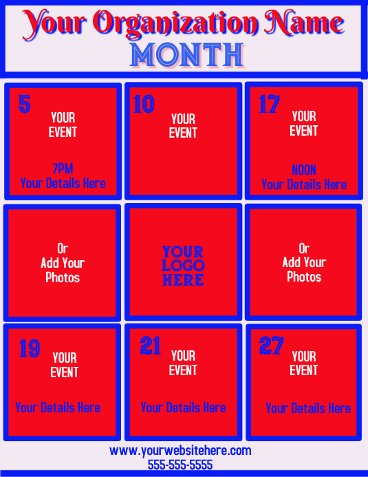 GENERIC CALENDAR Template PosterMyWall generic-calendar-template-postermywall
