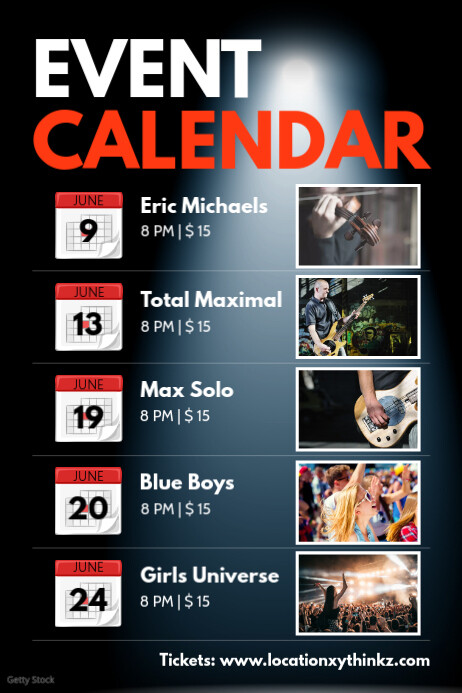 Upcoming Events Calendar Planner Next Concert Template  PosterMyWall
