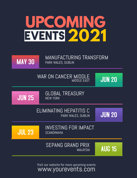 Upcoming Events Calendar Poster Flyer Template PosterMyWall Upcoming Events Calendar Poster Flyer Template PosterMyWall