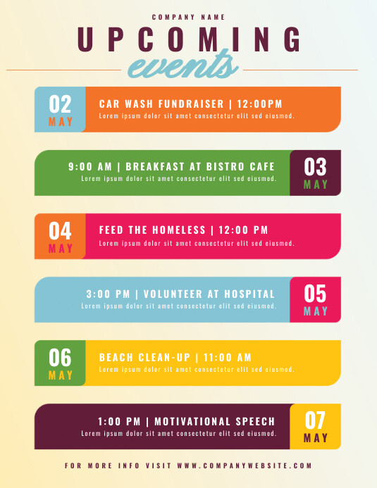 Events Calendar Schedule Flyer Template PosterMyWall