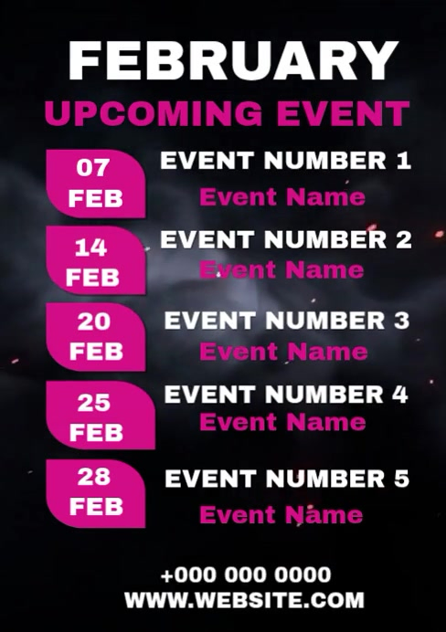 Upcoming Events / February Upcoming Event A3 Template | PosterMyWall