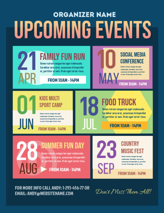 Upcoming Events Flyer Pamflet (Letter AS) template