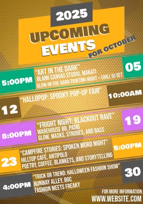 Upcoming Events For October A4 template