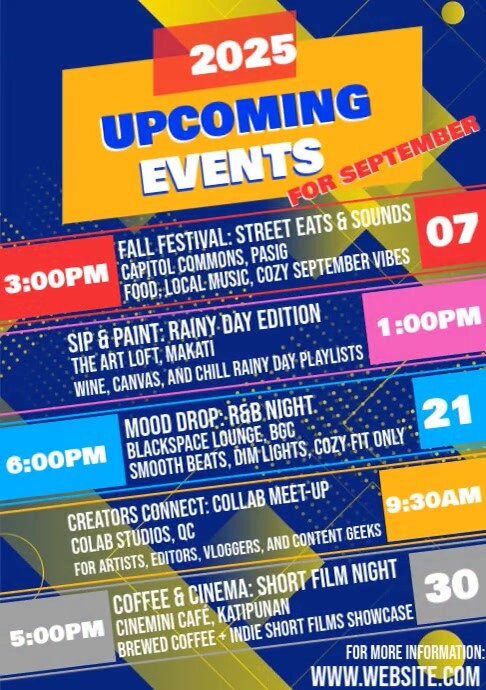 Upcoming Events For September A4 template