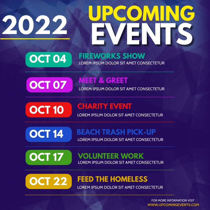 Upcoming events instagram post template. | PosterMyWall
