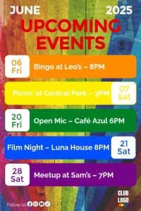 Upcoming Events June Poster Póster template