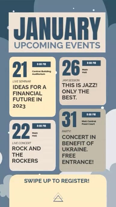 January Group/events Upcoming Events Monthly Schedule January Template | PosterMyWall