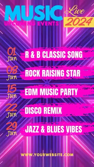 Upcoming Events Music Live Template | PosterMyWall