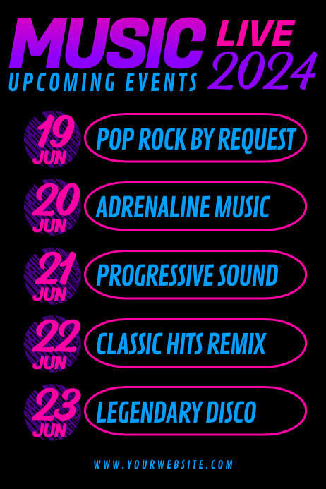 Upcoming Events Music Live Template | PosterMyWall