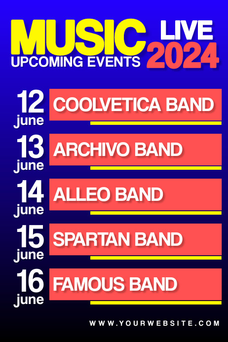 Upcoming Events Music Live Template | PosterMyWall