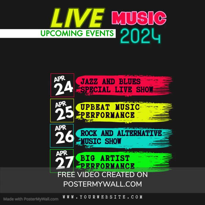 Upcoming Events Music Live Template | PosterMyWall