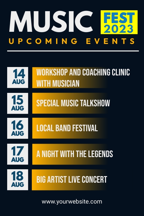Upcoming Events Music Live Poster Template | PosterMyWall