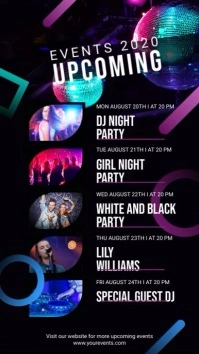 Upcoming Events Party Schedule Digital Display Video Digitalanzeige (9:16) template