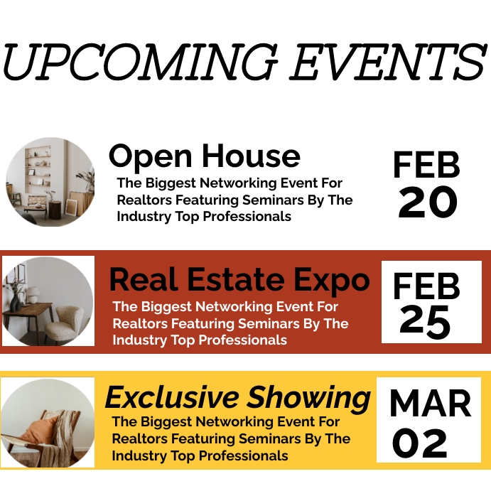 Upcoming events Post Template | PosterMyWall