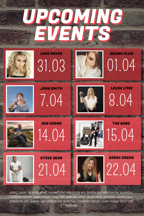 upcoming events flyer template