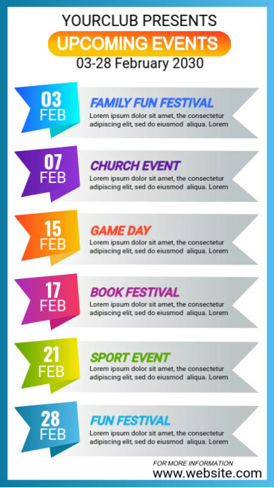 Upcoming Events Schedule Template | PosterMyWall