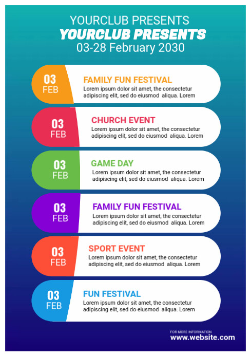 Upcoming Events Schedule Template | PosterMyWall