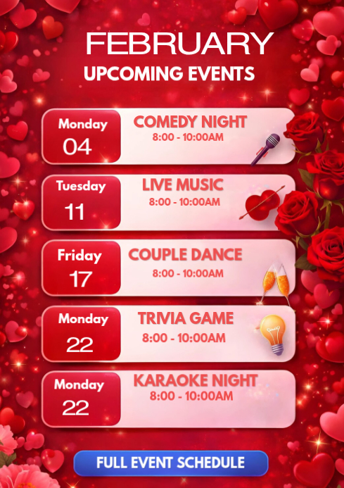 Upcoming events schedule Template | PosterMyWall