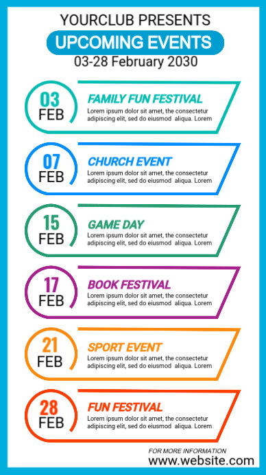 Upcoming Events Schedule Template | PosterMyWall