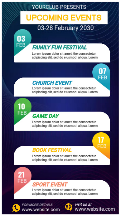 Upcoming Events Schedule Template | PosterMyWall