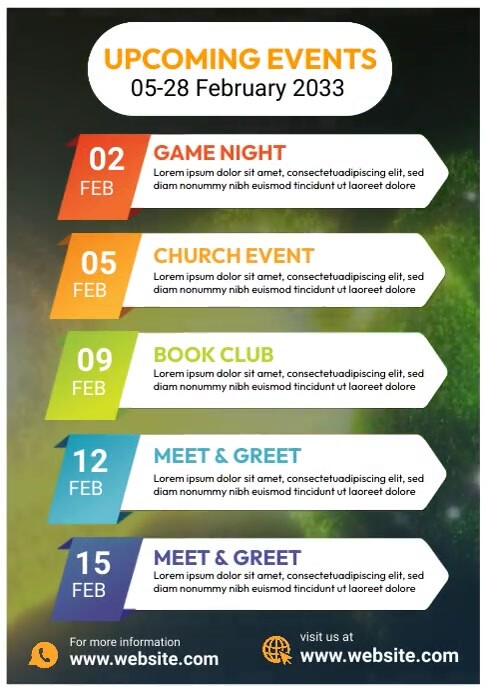 Upcoming Events Schedule Template | PosterMyWall