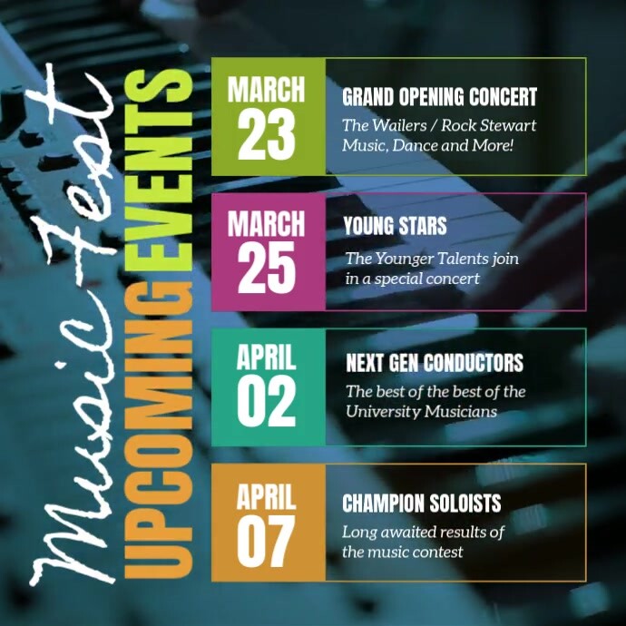 Upcoming Events schedule instagram template | PosterMyWall