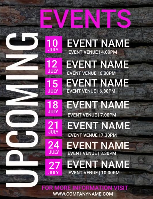 upcoming events schedule template | PosterMyWall
