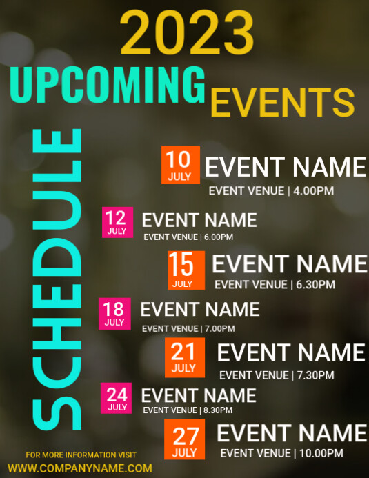 Upcoming Events Schedule Template Upcoming Events Schedule Template